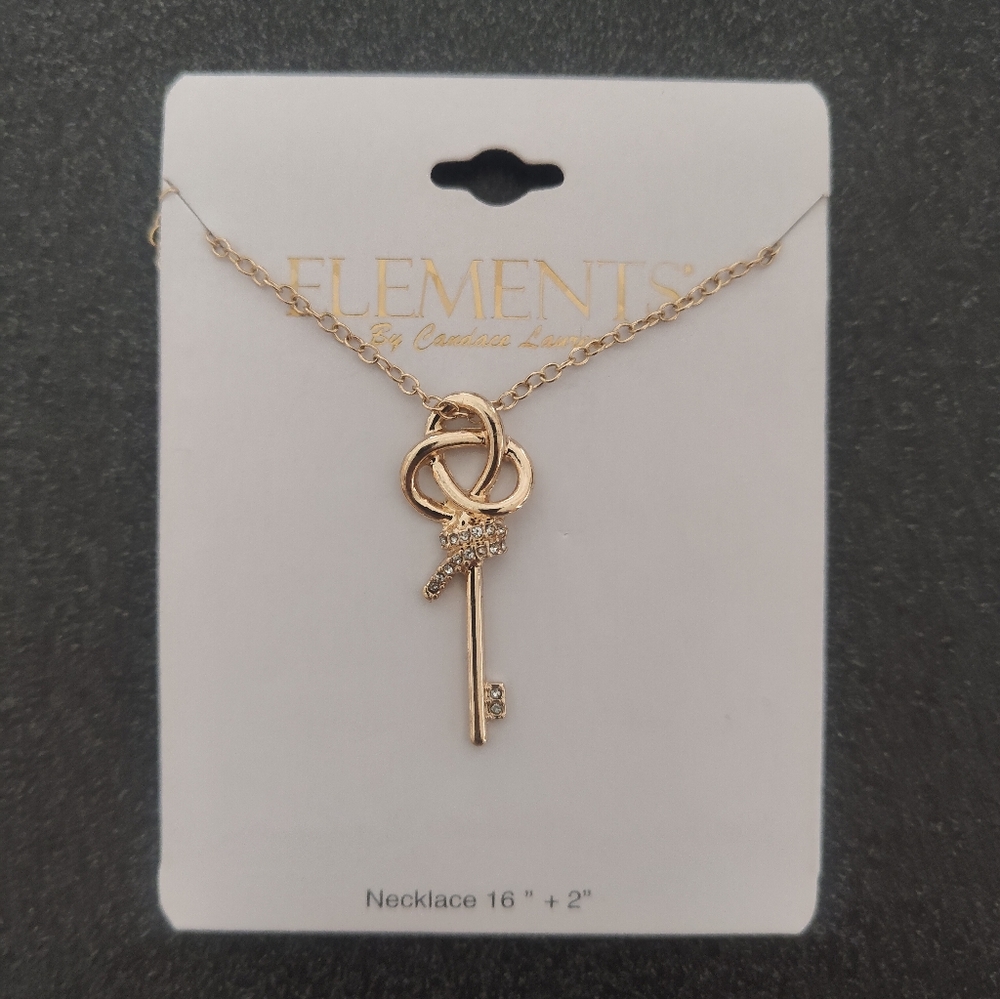 Gold Key With Stones Necklace